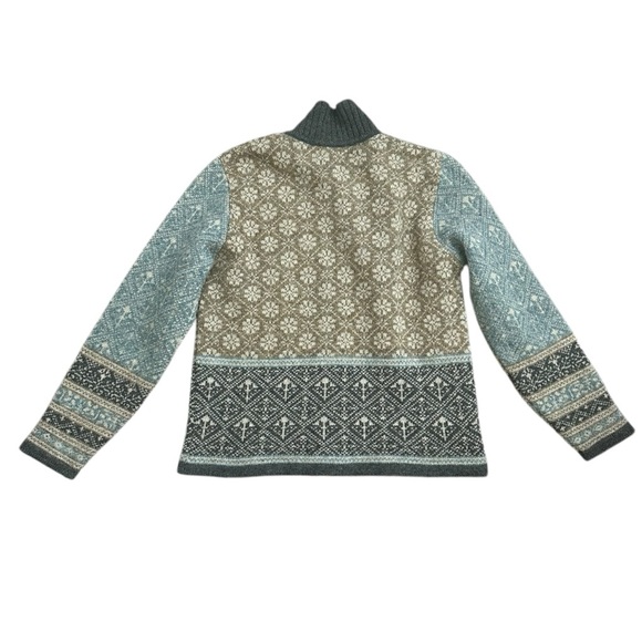 LL BEAN Fair Isle Button Front Wool Cardigan - Picture 3 of 4